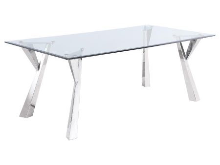 Alaia - Rectangular Glass Top Dining Table - Chrome Supply