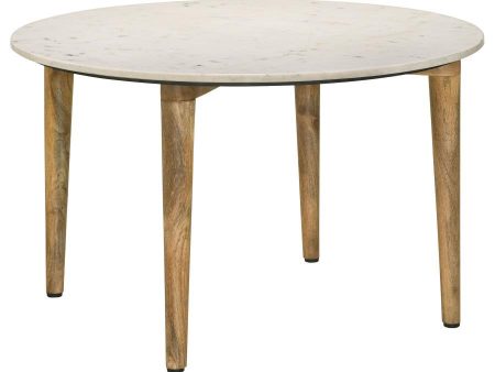 Aldis - Round Marble Top Coffee Table - White And Natural For Cheap