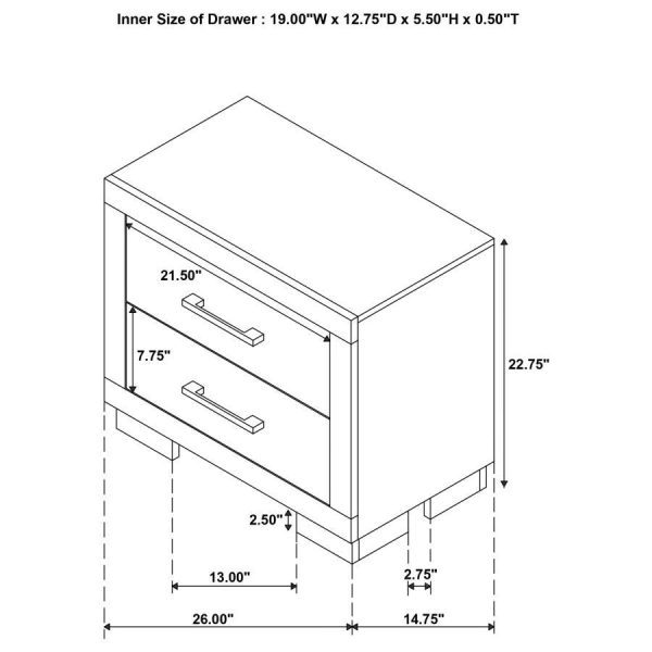 Jessica - 2-Drawer Nightstand Supply