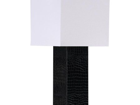 Bridle - Square Shade Faux Crocodile Table Lamp - Black Supply