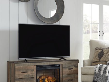 Trinell - Brown - TV Stand With Electric Fireplace For Discount