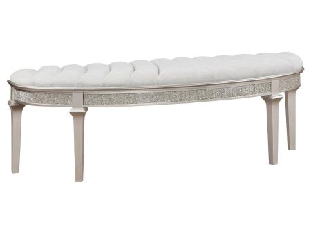 Evangeline - Curved Fabric Upholstered Bench - Silver Oak on Sale