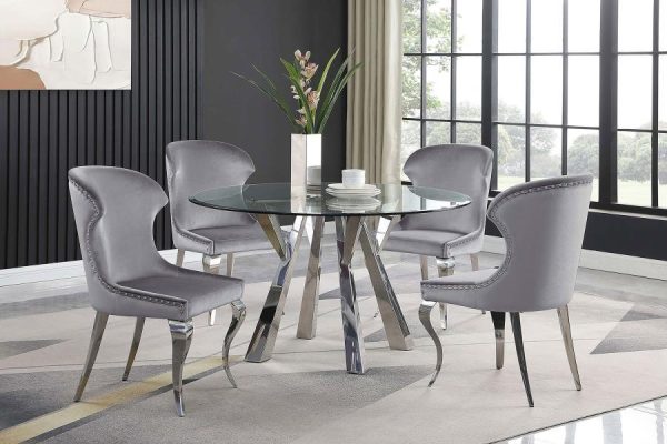 Alaia - Round Clear Glass Top Dining Table - Chrome Online Hot Sale