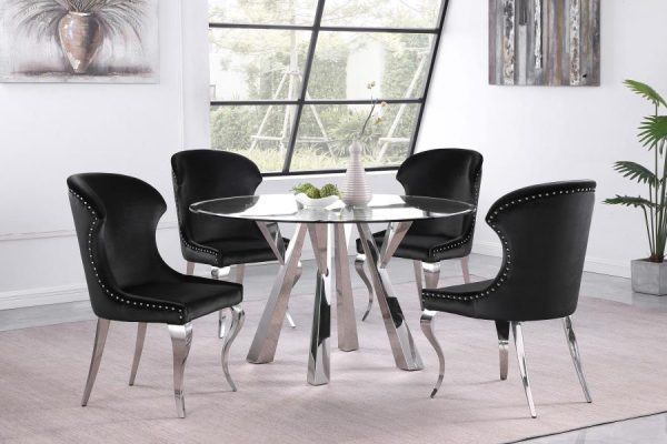 Alaia - Round Clear Glass Top Dining Table - Chrome Online Hot Sale