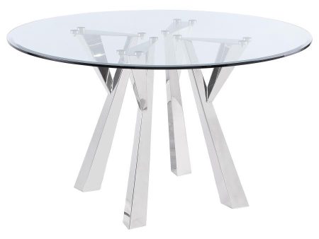 Alaia - Round Clear Glass Top Dining Table - Chrome Online Hot Sale