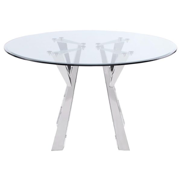 Alaia - Round Clear Glass Top Dining Table - Chrome Online Hot Sale