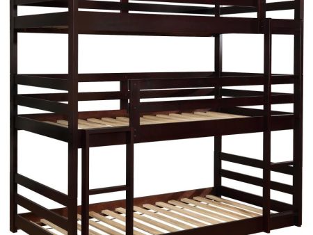 Sandler - Wood Twin Triple Bunk Bed - Cappuccino Discount