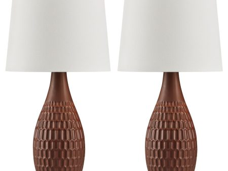 Cartford - Brown - Ceramic Table Lamp (Set of 2) Discount