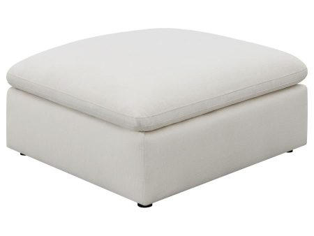 Hobson - Square Upholstered Ottoman - Ivory For Discount