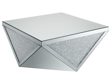 Amore - Square Mirrored Acrylic Crystal Coffee Table - Silver Online Hot Sale