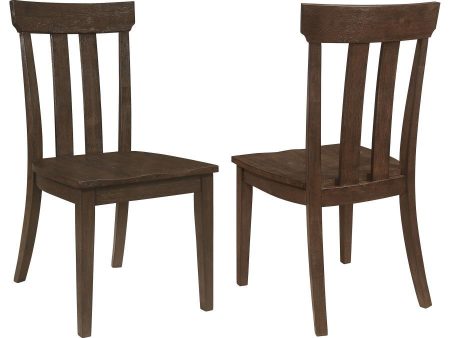 Reynolds - Slat Back Dining Side Chair (Set of 2) - Brown Oak For Discount