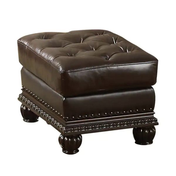 Anondale - Ottoman - Espresso Top Grain Leather Match Cheap