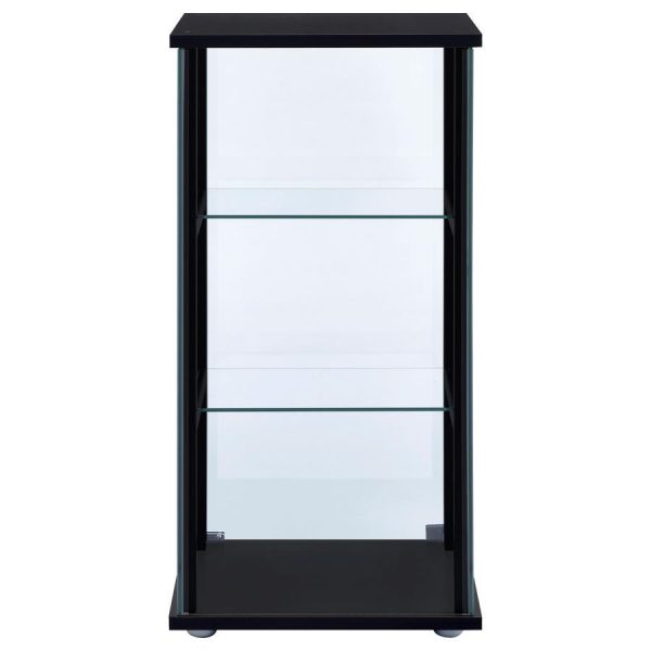 Cyclamen - 3-Shelf Clear Glass Curio Display Cabinet - Black Fashion