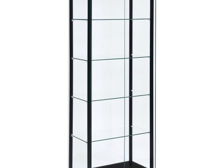 Delphinium - 5-Shelf Clear Glass Curio Display Cabinet - Black For Sale