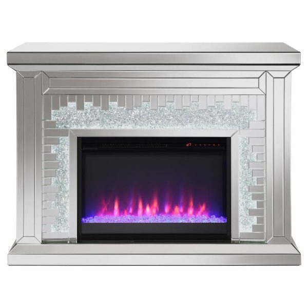 Gilmore - Mirrored Freestanding Electric Fireplace - Silver Hot on Sale