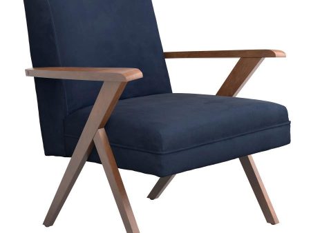 Cheryl - Upholstered Wood Arm Accent Chair - Dark Blue Supply