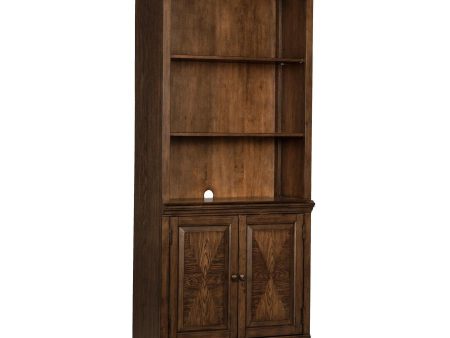 Hartshill - 3-Shelf Cabinet Bookcase - Burnished Oak Online now