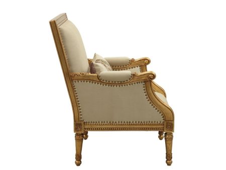 Daesha - Accent Chair - Tan Flannel & Antique Gold Sale