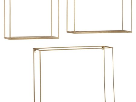 Efharis - Natural   Gold Finish - Wall Shelf Set (Set of 3) Online Hot Sale