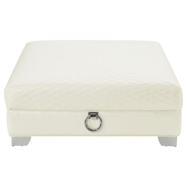 Chaviano - Square Upholstered Ottoman - Pearl White Discount