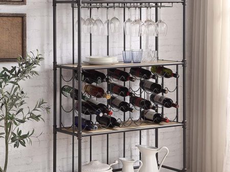 Edina - Wine Cabinet - Oak & Sandy Black Finish Discount