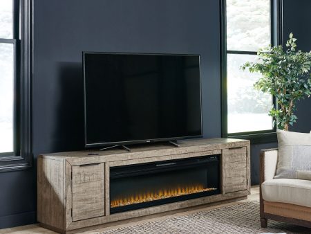 Krystanza - Weathered Gray - TV Stand with Wide Fireplace Insert For Cheap