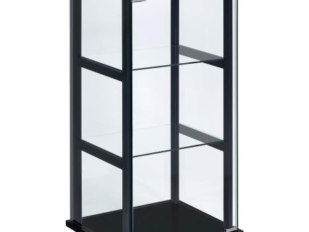 Cyclamen - 3-Shelf Clear Glass Curio Display Cabinet - Black Fashion