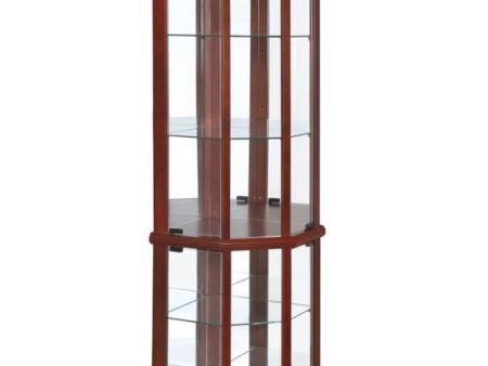 Appledale - 6-Shelf Corner Curio Display Cabinet - Medium Brown Fashion