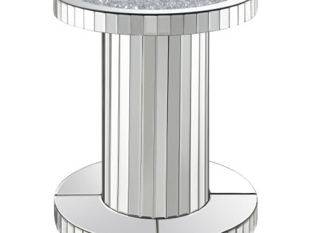 Dorielle - Round Mirrored Acrylic Crystal Side Table - Silver Fashion