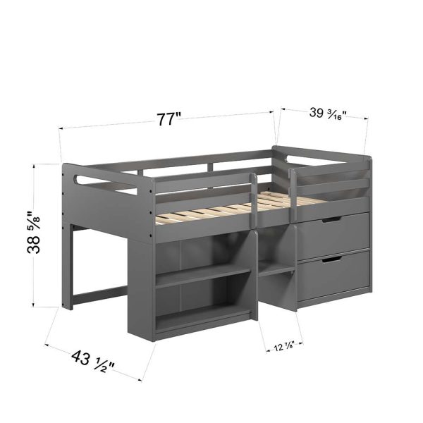 Fabiana - Twin Loft Bed - Gray Finish For Cheap