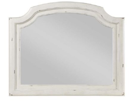 Jaqueline - Mirror - Light Gray Linen & Antique White Finish For Sale