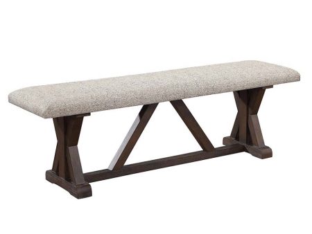 Pascaline - Bench - Gray Fabric, Rustic Brown & Oak Finish Fashion