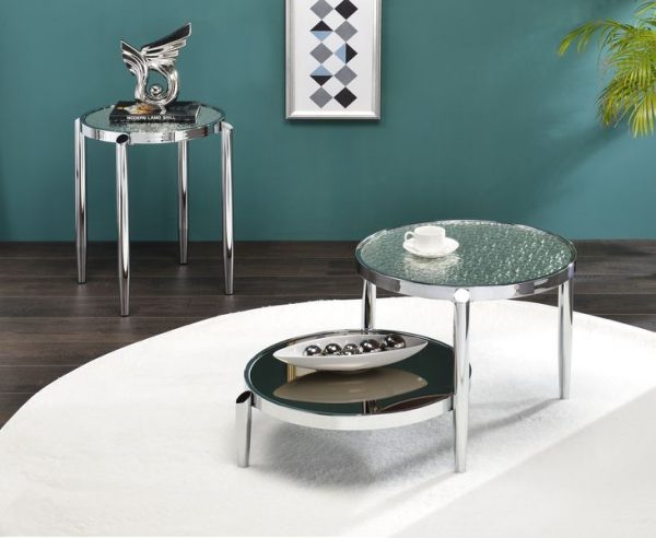 Abbe - End Table - Glass & Chrome Finish For Sale