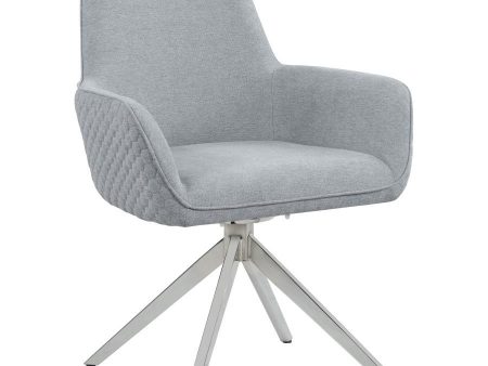 Abby - Fabric Upholstered Swivel Dining Arm Chair - Light Gray Online Hot Sale