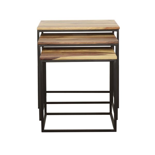 Belcourt - 3 Piece Square Nesting Tables - Natural And Black Hot on Sale