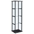 Cyclamen - 4-Shelf Clear Glass Curio Display Cabinet - Black Cheap