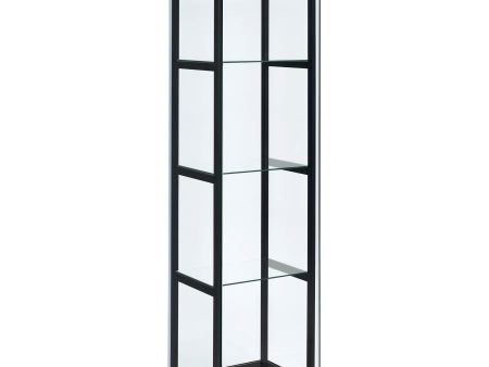 Cyclamen - 4-Shelf Clear Glass Curio Display Cabinet - Black Cheap