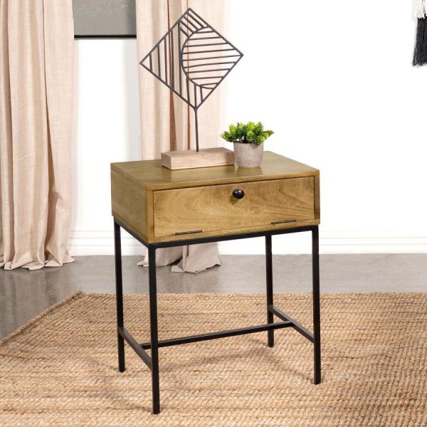 Stephie - Rectangular Side End Table With Storage - Honey Brown Cheap