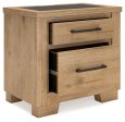 Galliden - Light Brown - Two Drawer Night Stand Online Sale