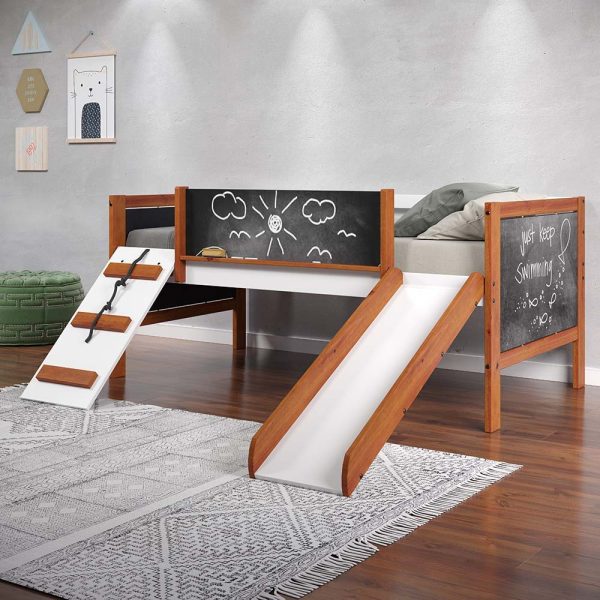 Aurea - Twin Loft Bed - Cherry Oak & White Finish Sale