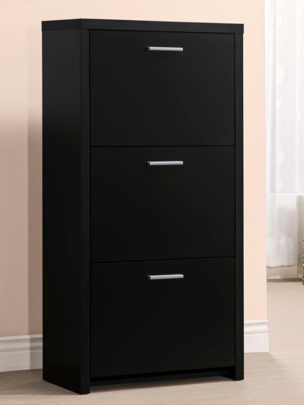 Vivian - 3-Drawer Engineered Wood Shoe Cabinet - Black Supply