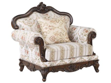 Nayla - Chair - Pattern Fabric & Walnut Finish For Sale