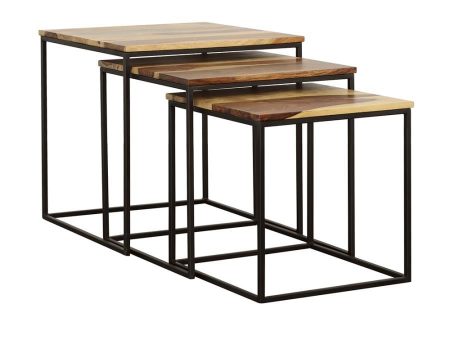 Belcourt - 3 Piece Square Nesting Tables - Natural And Black Hot on Sale