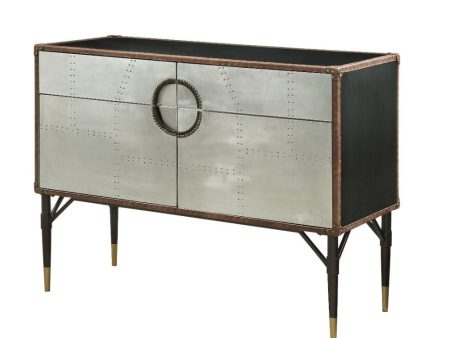 Brancaster - Accent Table - Top Grain Leather & Aluminum Supply