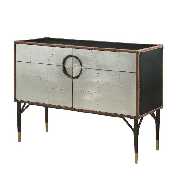 Brancaster - Accent Table - Top Grain Leather & Aluminum Supply