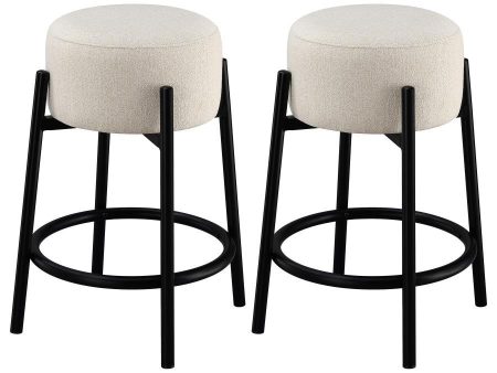 Leonard - Upholstered Backless Round Stools (Set of 2) Online now