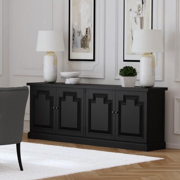 Florence - 4 Door Dining Sideboard Buffet - Distressed Black Online