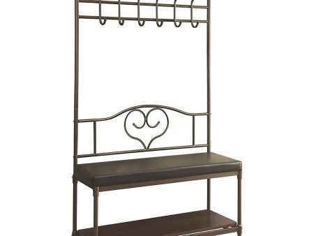 Francesca - 6 Hook Coat Rack Hall Tree Shoe Bench - Dark Bronze For Discount