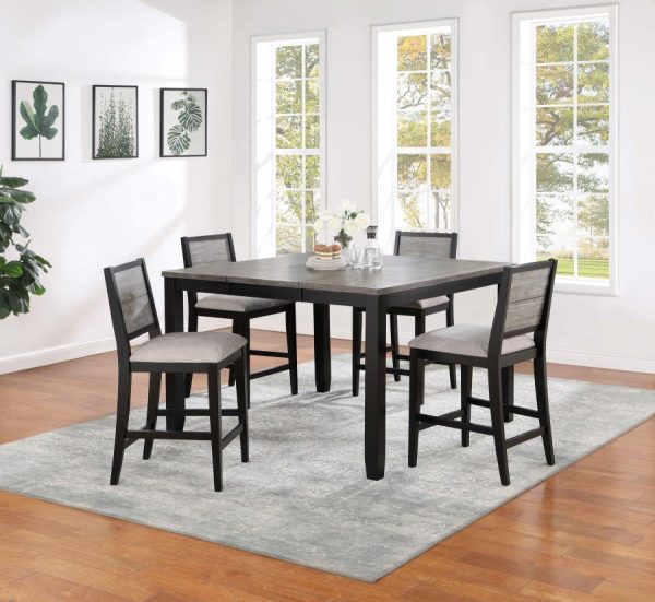 Elodie - 5 Piece Extension Leaf Counter Dining Set Black - Gray For Sale