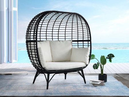 Penelope - Patio Lounge Chair - Cream Fabric & Black Finish Discount